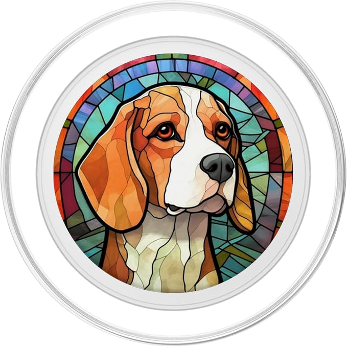 Beagle Dog Stained Glass PopSockets PopGrip for MagSafe