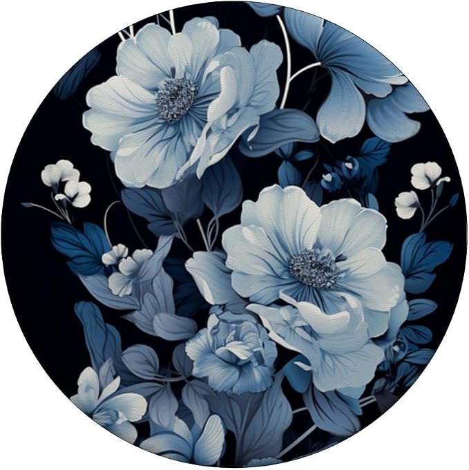 Navy Blue Flowers Florals Pattern Dark Moody Floral PopSockets PopGrip for MagSafe