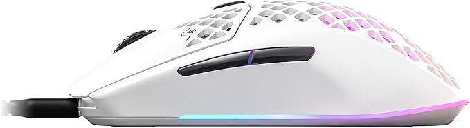 SteelSeries Aerox 3 - Holey RGB Gaming Mouse - Ultra-lightweight Water Resistant Design - 8,500 DPI TrueMove Core Optical Sensor - Snow