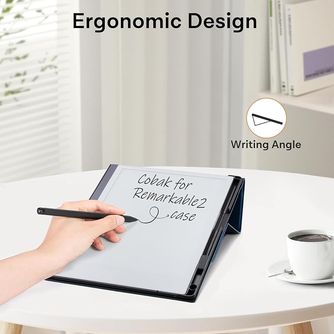 CoBak Case Compatible with Remarkable 2 Paper Tablet Black | Built-in Pen Holder Multi-Angle Foldable Stand Custom Fit for 2020 Released reMarkable 2