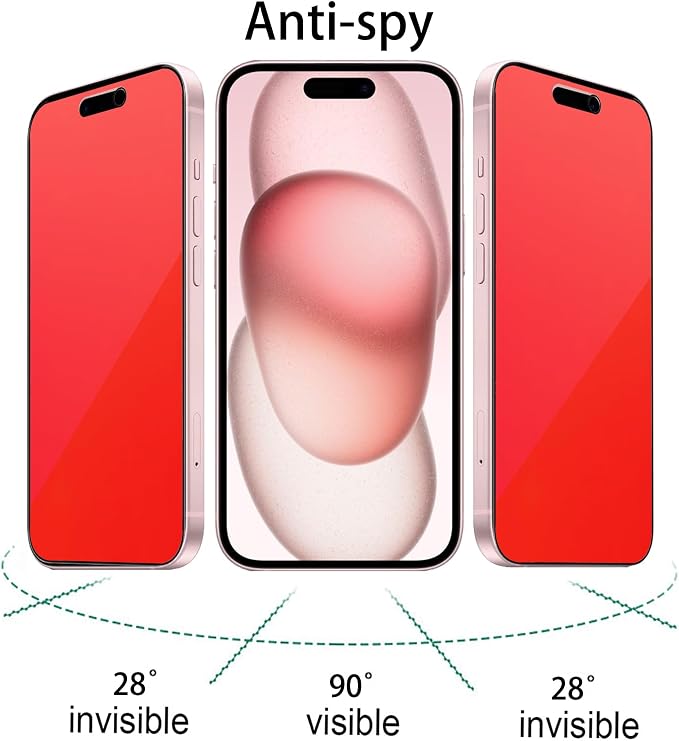 2 Pack Matte Anti-Blue Privacy Tempered Glass for iPhone 14 Pro Max / 15 Plus / 16 Plus Anti-glare Anti-Spy Screen Protector Film Colorful 6.7 inch