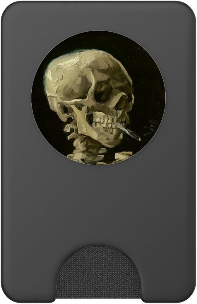 Skull of a Skeleton with Burning Cigarette Van Gogh Art PopSockets Adhesive PopGrip