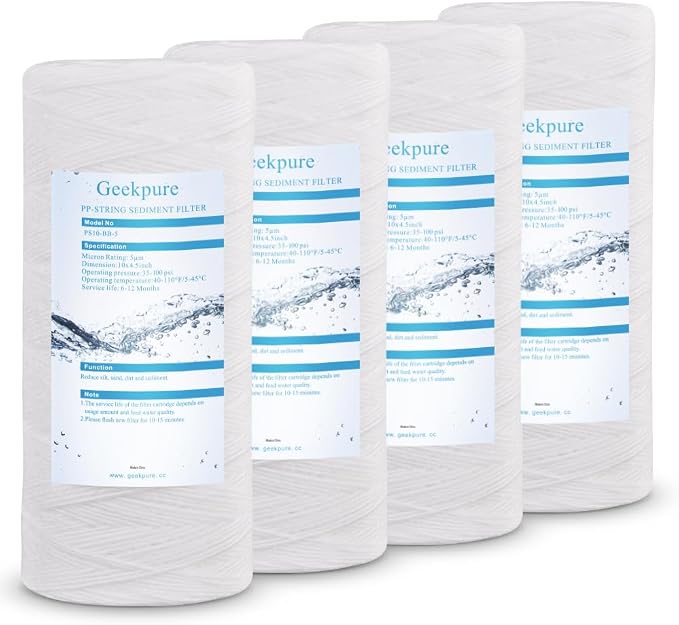 Geekpure 10 Inch String Wound PP Sediment Replacement Filter Cartridge