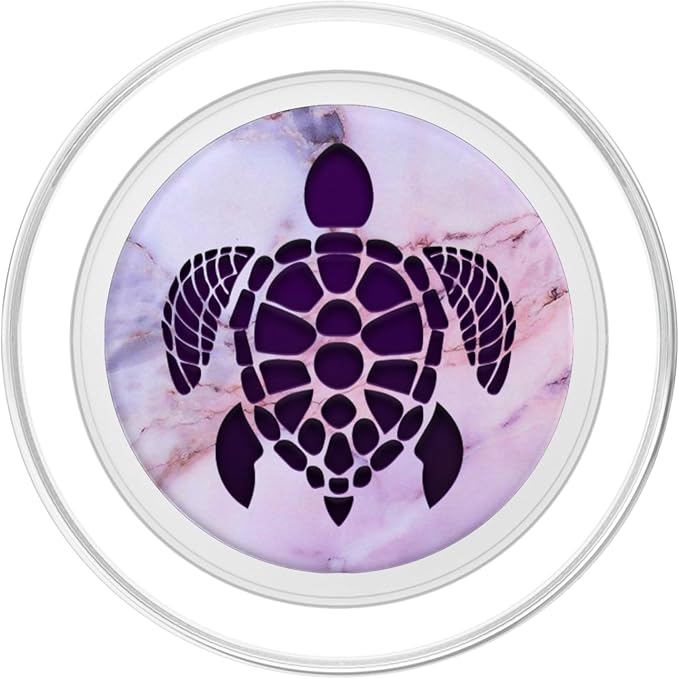 Purple Turtle Phone Grip on Pink Blue Gray Look PopSockets Adhesive PopGrip