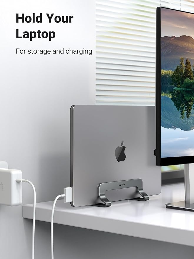UGREEN Vertical Laptop Stand Holder for Desk Bundle, Gray and Silver