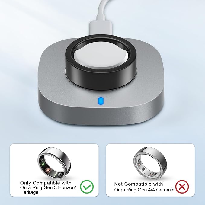 ZOOROO Charger Compatible with Oura Ring Gen 3 Size 6, Fast Charging Dock with USB-C Cable