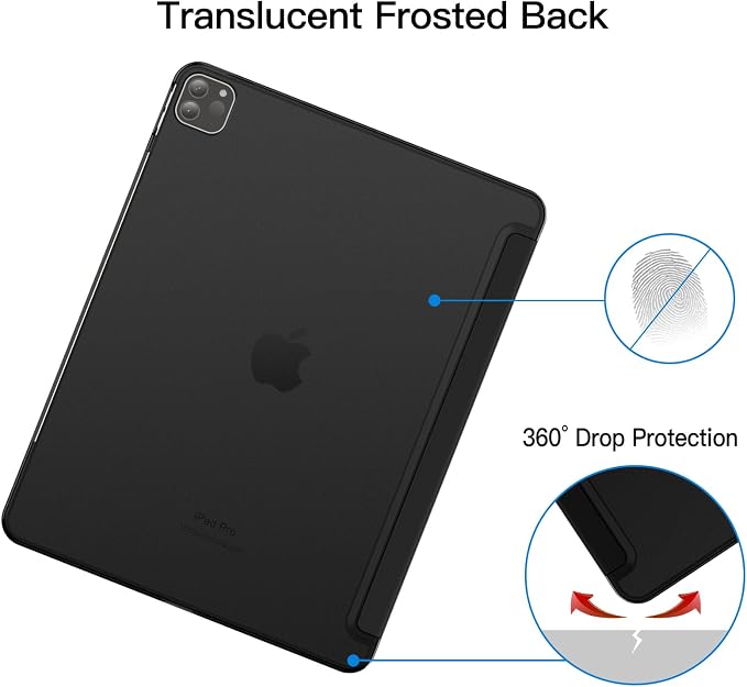 JETech Case for iPad Pro 12.9-Inch (2020/2018 Model 4th/3rd Generation) Compatible with Pencil Cover Auto Wake/Sleep (Black)