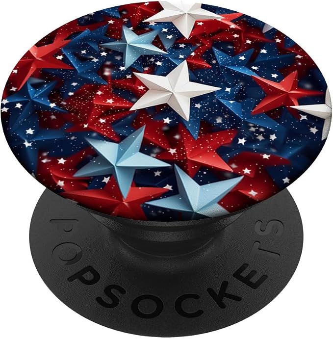 Blue Red White Stars Patriotic Pride American 4th Of July PopSockets Adhesive PopGrip
