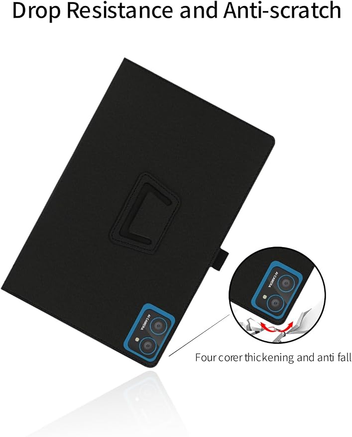 for AWOW UTBook_14 Android 10 inch Tablet CaseFolding Stand Protective Cover with Pencil Holder and Wrist StrapFull Protection Premium PU Scratch Resistant(Black)