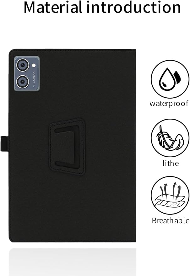 for DigiLand s10 10.1 Inch Android Tablet CaseBOVUGAC Folding Stand Protective Cover with Pencil Holder and Wrist StrapFull Protection Premium PUScratch Resistant(Black)