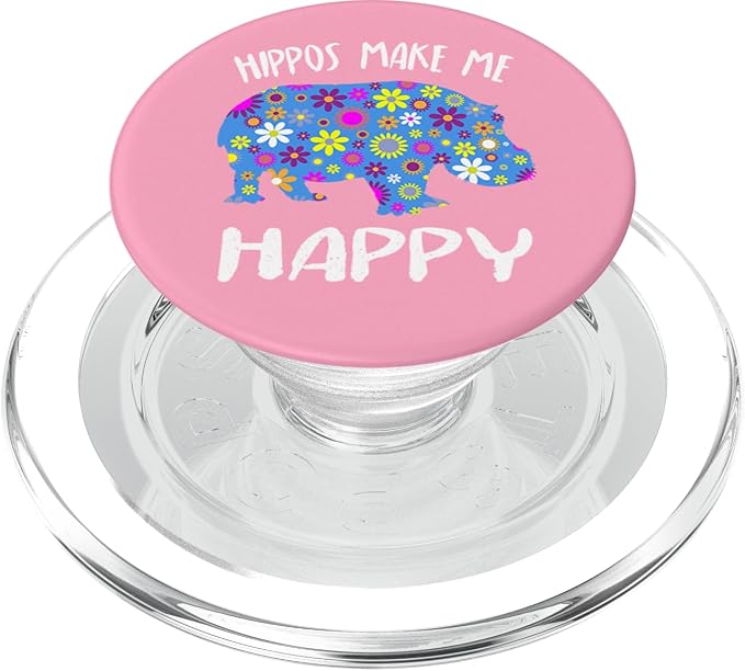 Hippo Phone Hand Holder Gifts - Cute Floral Hippopotamus PopSockets Adhesive PopGrip