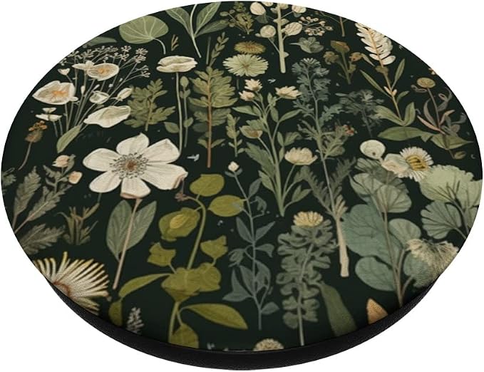 Olive Green Boho Botanical Wildflowers PopSockets Adhesive PopGrip