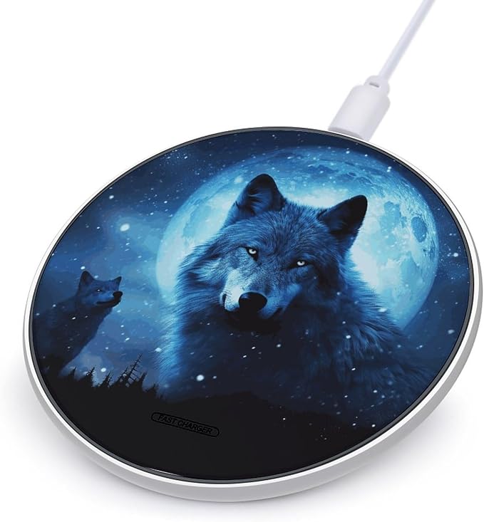 Wolfs Wireless Charger 10W Fast Charging Pad Anti-Slip Qi Certified Wireless Charging Pad Charging Station Portable Phone Charger for All Wireless Charging Smartphone