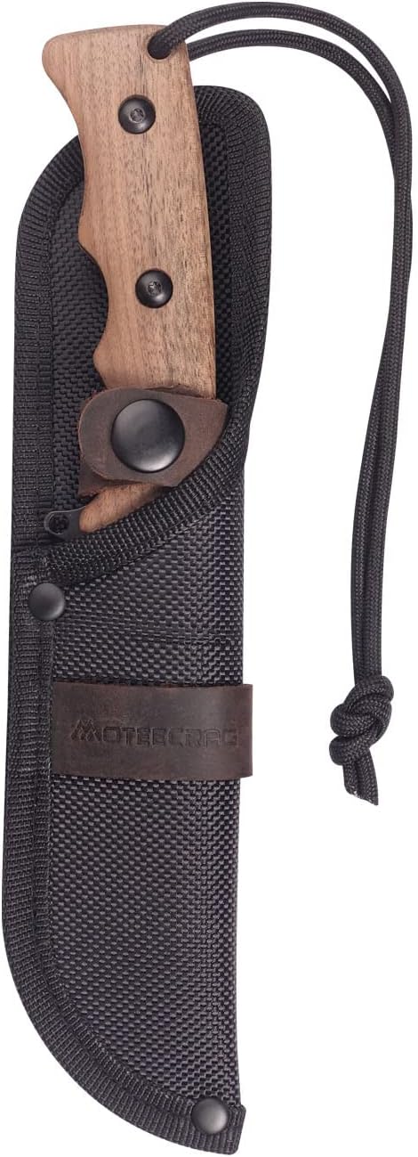Fixed Blade Knife with Sheath, Wood Handle Full Tang Bushcraft and Camping Knife for Outdoor, Gift for Husband, Father, Friend