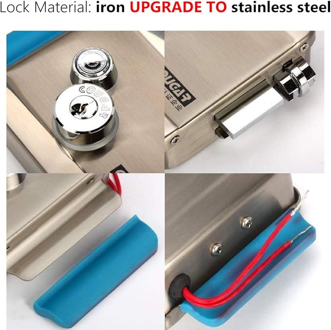 [Upgrade Version] AMOCAM Electric Electronic Door Lock 6pcs Computerized Doted Keys DC 12V Stainless Steel E-lock Support Wooden Glass Metal Door for Video Door Phone Doorbell Intercom Access Control