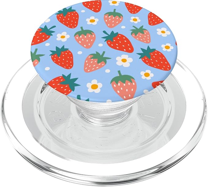 PopSockets Phone Grip – Floral Blue Strawberry Patch PopSockets Adhesive PopGrip