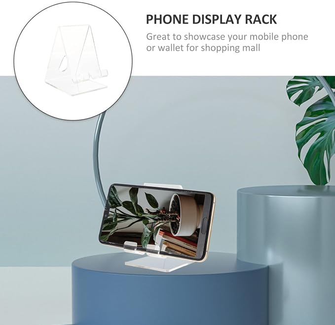 ARTIBETTER 4 Pack Acrylic Cellphone Stand Clear Phone Holder for Desk Universal Cellphone Dock for Home Office or Store Display