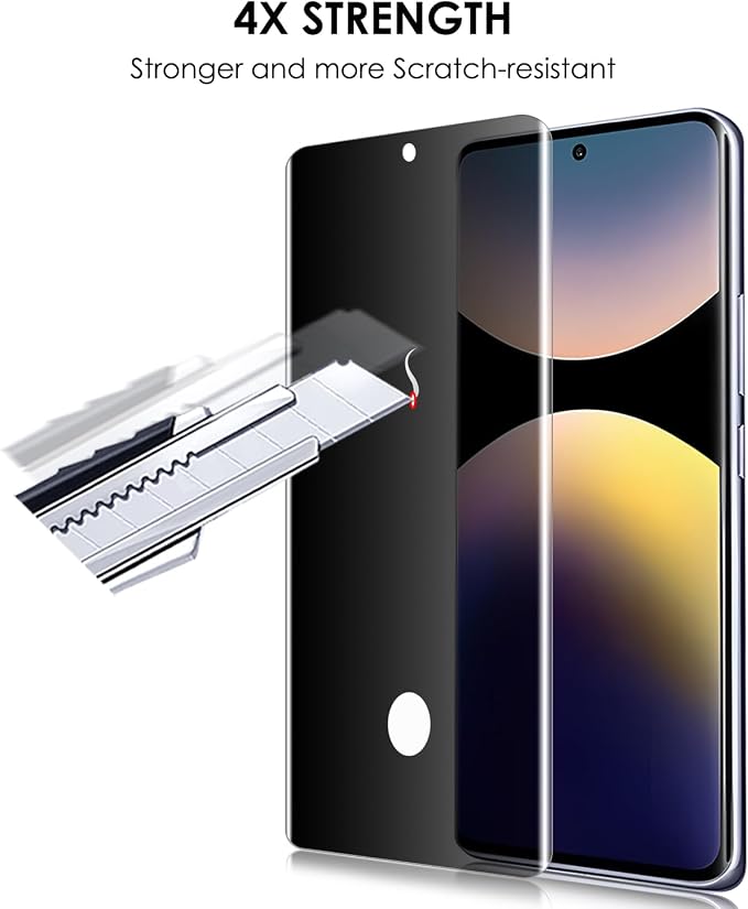 Privacy Screen Protector for Xiaomi Redmi Note 14 Pro / 13 Pro+ 5G 3 Pack Tempered Glass LOCA UV Set Anti-Spy 9H Scratch Resistant Sensitive Touch Fingerprint-ID Support
