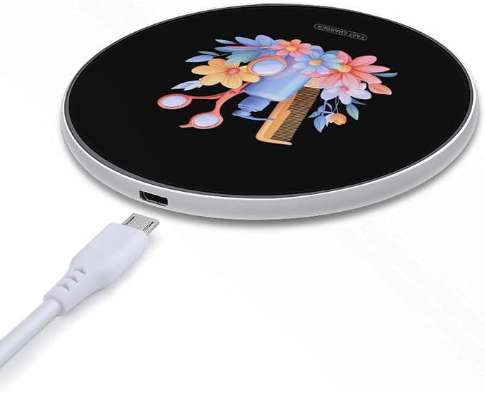 Hairstylist Hairdresser Flower Wireless Charger SlimWireless Charging Pad Anti-Slip Charger Mat for Men Women