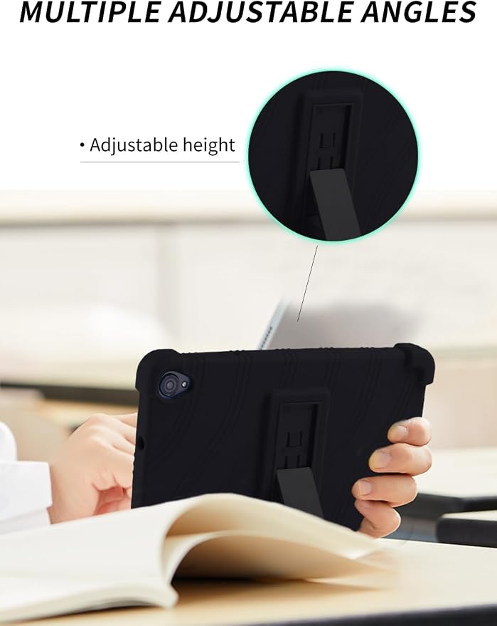 Case for Callsky-Tab Ctab 8 Android Tablet 8 Inch，WUNIAK Shock Proof Lightweight Stand Rubber Shell Protective CoverKids Friendly Soft Silicone Adjustable Stand CoverBlack