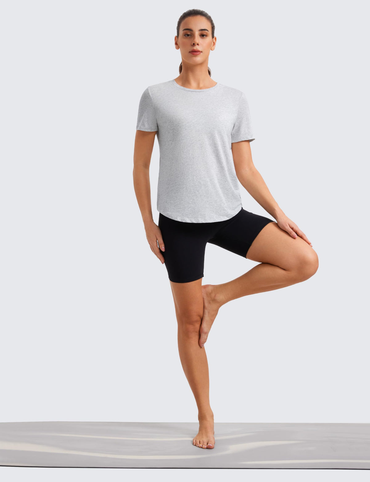CRZ YOGA Pima Cotton Crewneck T-Shirt Light Grey Heather Medium