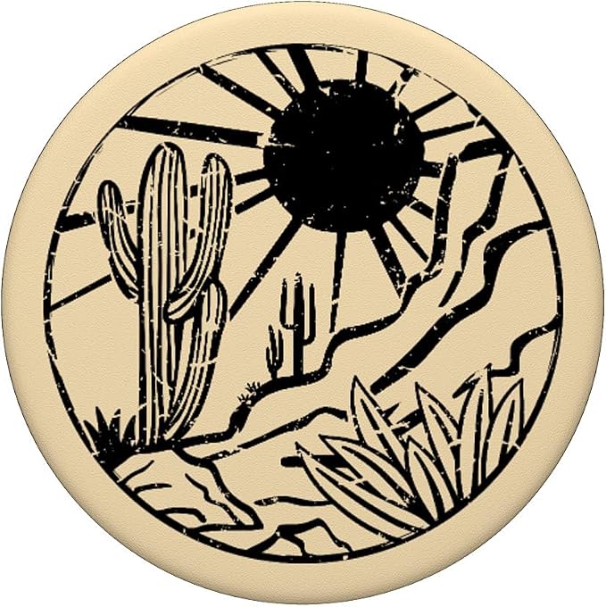 Desert Landscape Arizona Sunset Cactus Plants Artwork PopSockets Standard PopGrip