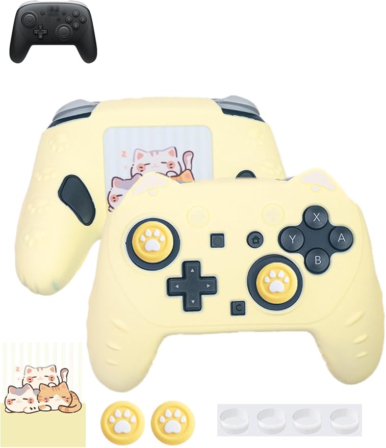 Case for Nintendo Switch 2 Pro ControllerUYRUREL Premium Sillence MaterialShock-Absorbing and Anti Drop Protection Soft Shellwith Stickers and Thumb GripsBlack.