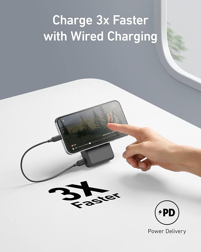 Anker 633 Magnetic Battery, 10,000mAh Foldable Wireless Portable Charger, 20W USB-C Power Delivery Power Bank with Stand, Magsafe-Compatible for iPhone 16/15/14/13/12 Series
