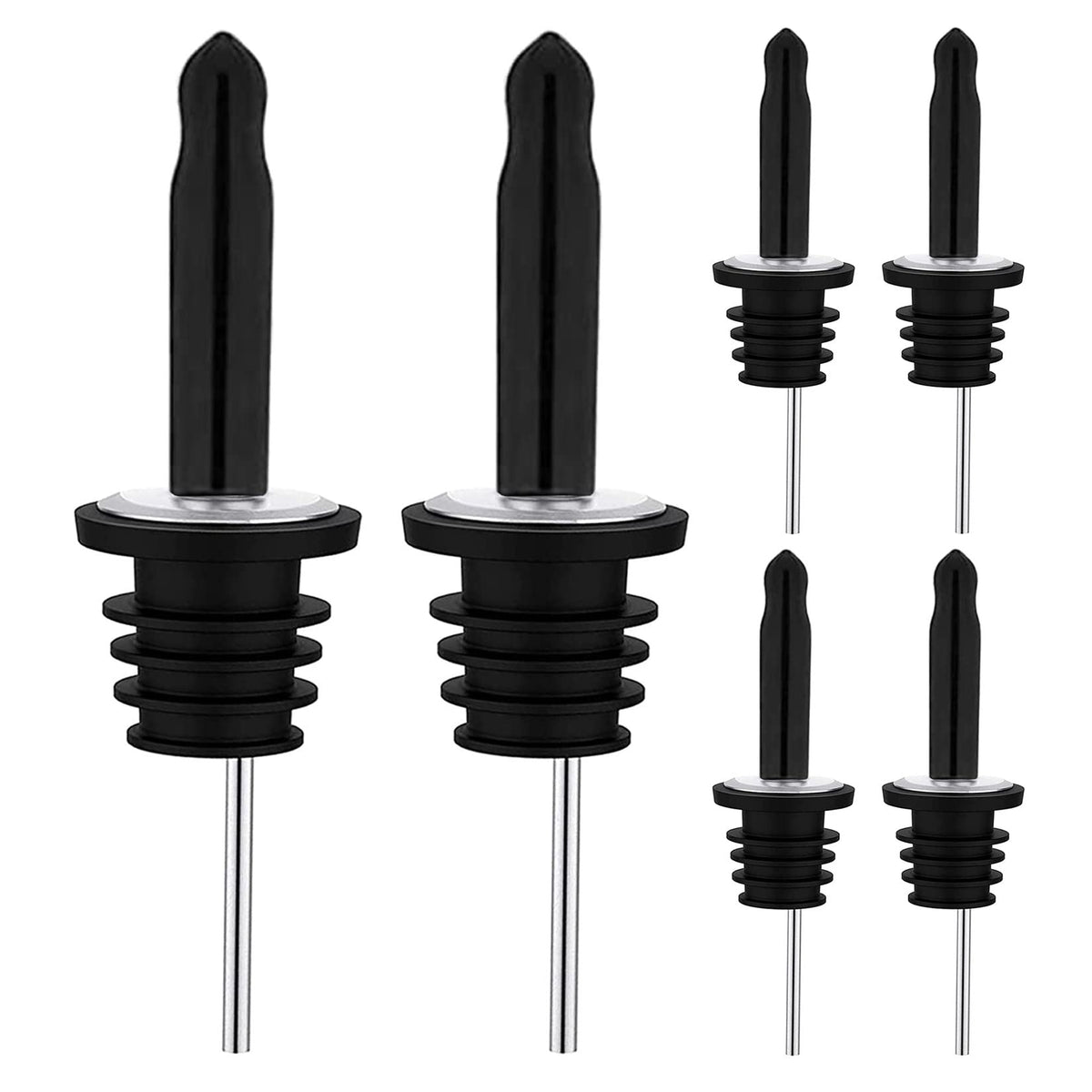 Pafusen 12 Pack Liquor Bottle Pourers, Liquor Pour Spout for Liquor Bottles, Stainless Steel Olive oil Dispenser Spout, Alcohol Pourer Spouts Dust Caps Long Covers, Sliver
