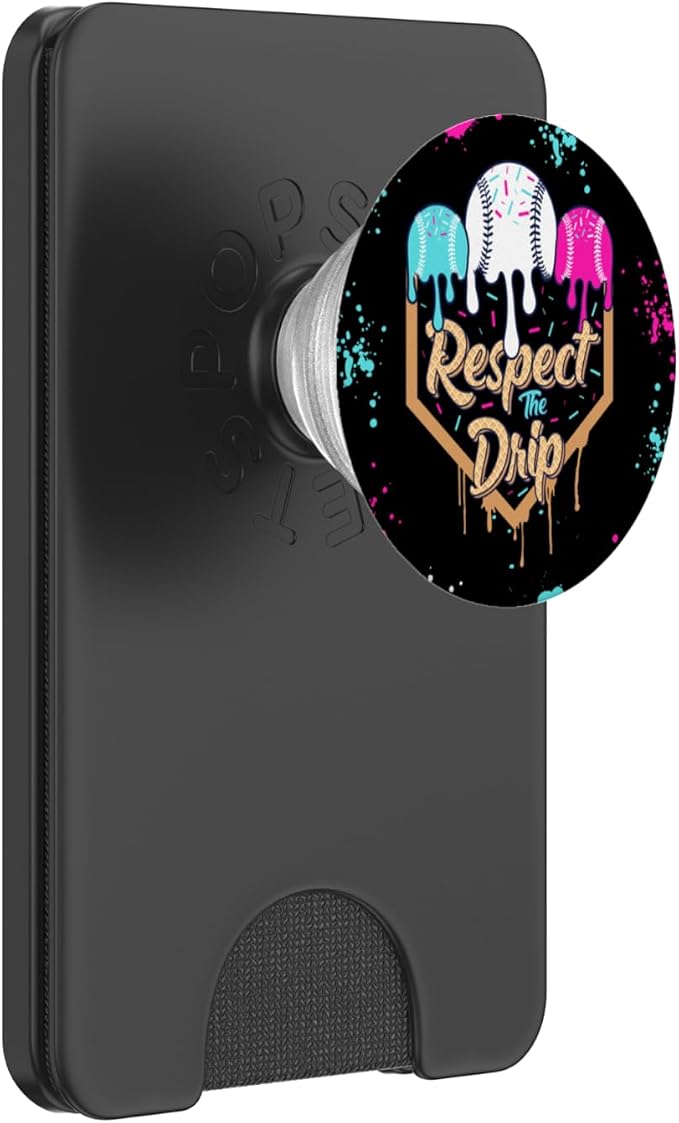 Baseball Ice Cream Drip with Sprinkles Youth Boys Baseball PopSockets Adhesive PopGrip