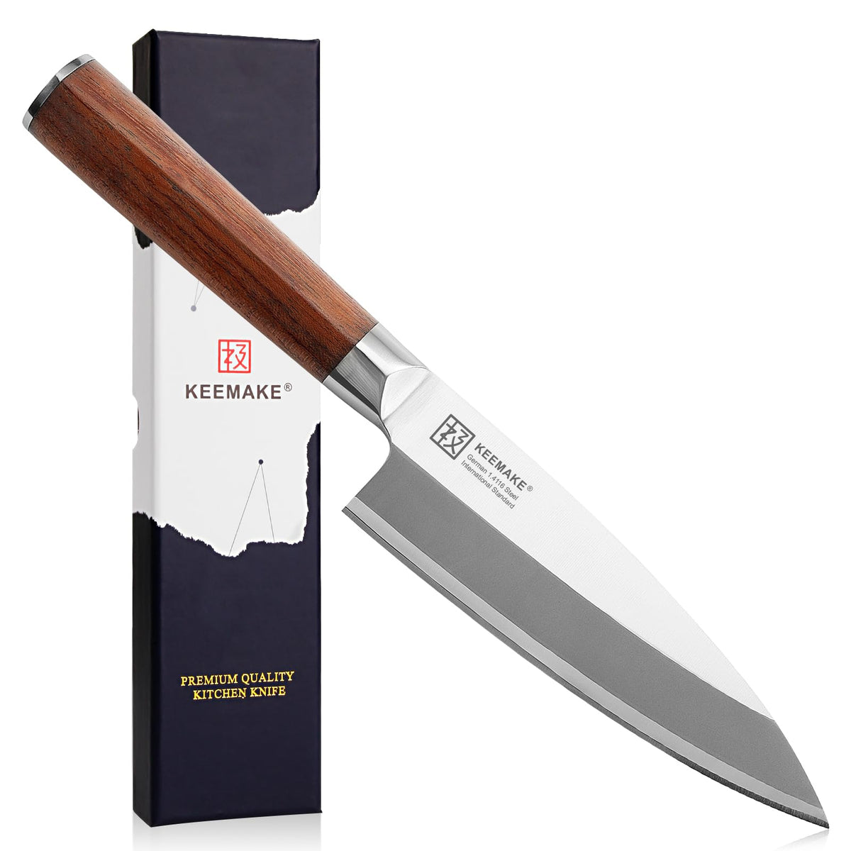 KEEMAKE Sushi Knife Japanese - 11.5 inch Sashimi Knife Japanese VG10 Stainless steel Single Bevel Blade, Perfect Rosewood Handle Yanagiba & Slicing Knives