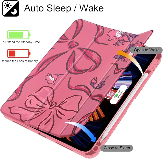 Mektron Case for 2026 iPad Air 11 inch M4 8th (M3 2025 7th /M2 2024 6th) Compatible with iPad Air 10.9 (2022 5th Gen /2020 4th Gen) Shockproof Clear Shell Blue Bows &amp Flowers