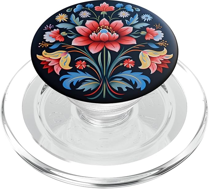 Norwegian Rosemaling Flower Rose PopSockets PopGrip for MagSafe