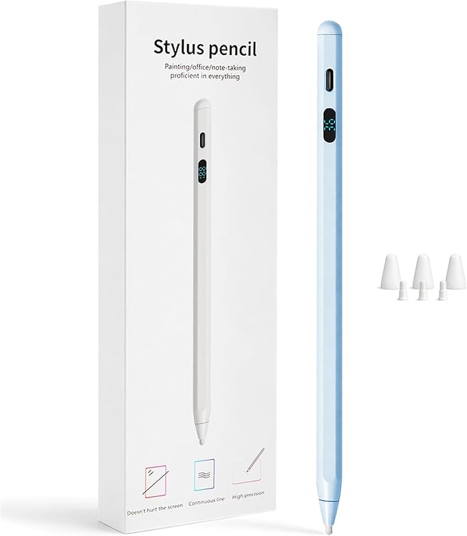 LED Battery Display Stylus Pen Dual Modes Fast Charge Universal Active Digital Pencil for iPad iPhone Samsung Android &lt2ms Low Latency Tilt Sensitivity for Drawing Note Taking No Bluetooth Styl