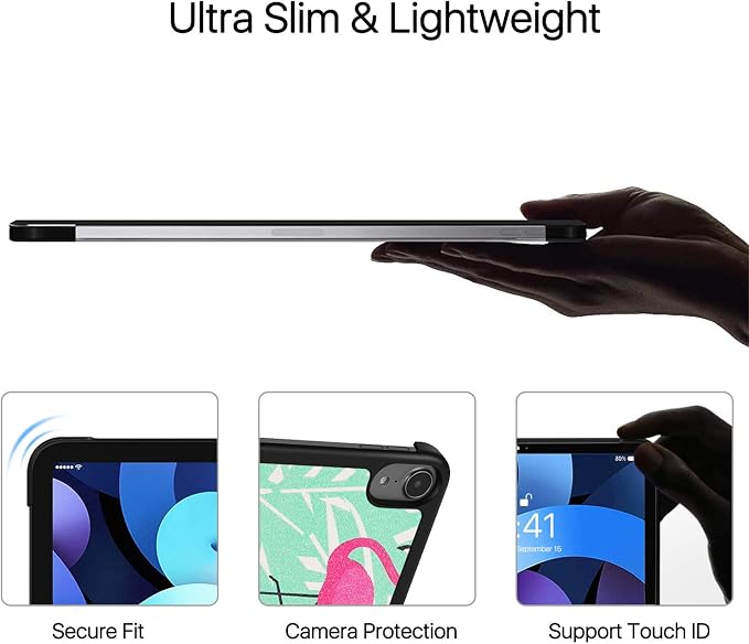 TNP Cover Case for iPad Air 11 Inch M2 6th 2024 5th 4th Generation(2022 2020) - 10.9 Almond Blossom Case with Pencil Holder for 2nd Gen Apple Pencil - Protective Cover with Trifold Stand