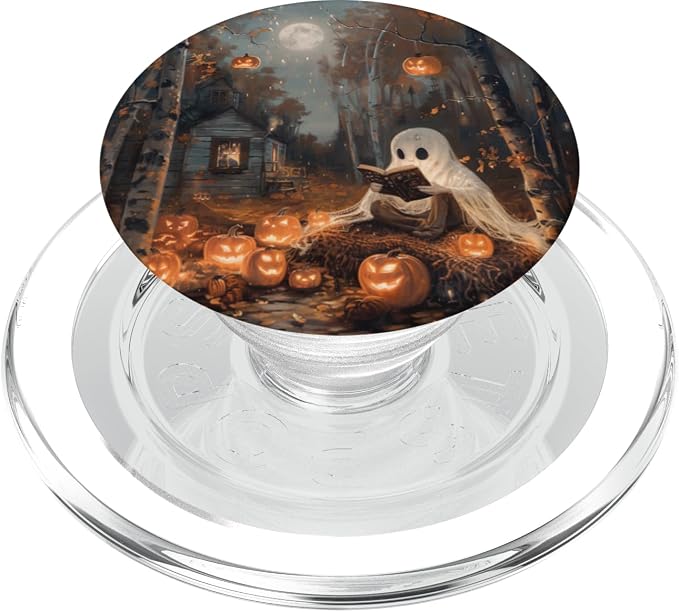 Spooky Halloween Ghost Reading Bookish PopSockets PopGrip for MagSafe