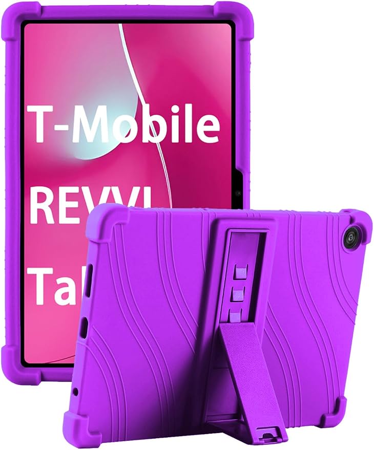 Case for T-Mobile REVVL Tab 2 10.1 Inch Tablet 2025 - Kid-Friendly Soft Silicone Cover with Adjustable Stand Compatible with T-Mobile REVVL Tab 2 5G 10.1 (Black)
