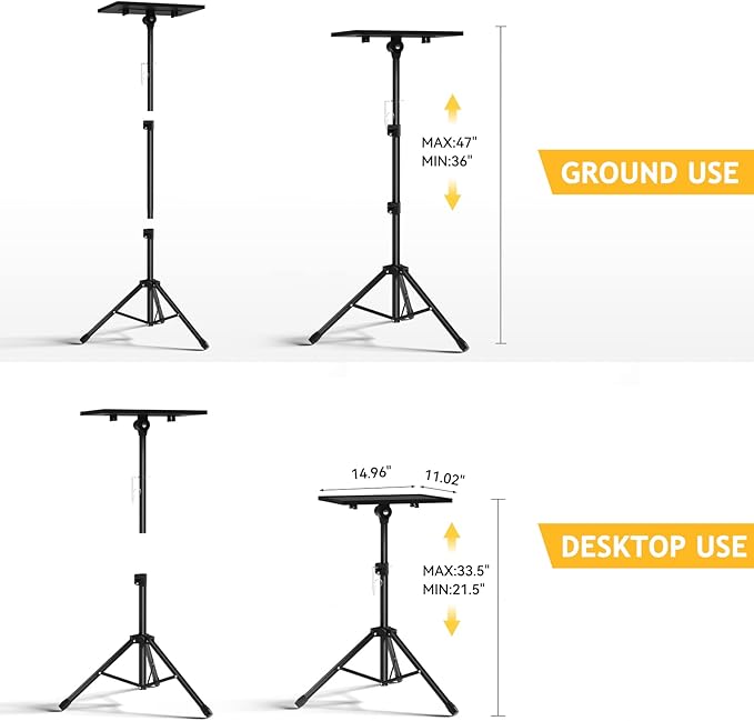 Projector Stand Tripod - Laptop Tripod Projector Stand Adjustable Height 22 to 47 Inch, Projector Tripod Stand, Tripod for Porjector, Projector Stand for Outdoor Movies