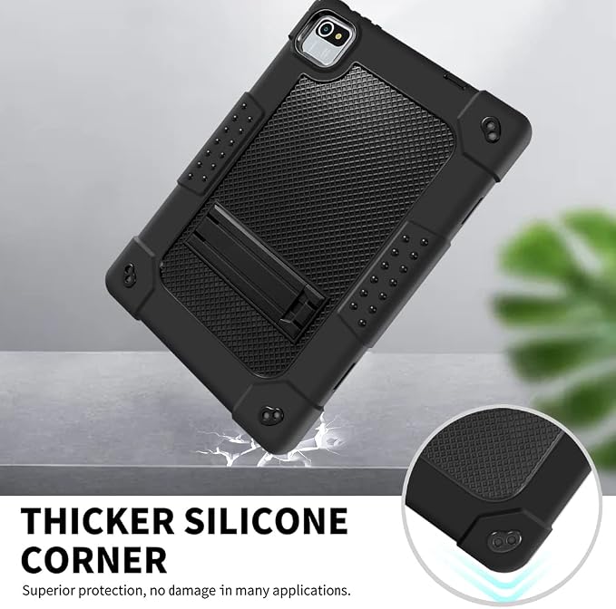 Compatible with aiprotablet C20e / MB1001 10 Inch/ZZB 10 Inch Tablet Case Kids Friendly Shockproof Shoulder Strap Shell for CZZ/Okaysea 10.1/HAPPYBE/ANYLAKE/Velorim Tablet (Black/Black)