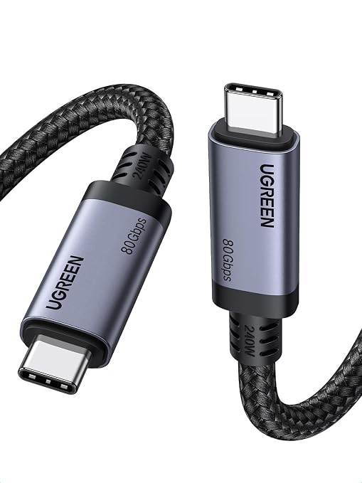 UGREEN 240W USB C to USB C Cable USB4 Gen4 80Gbps for Thunderbolt 5/4/3 Premium 18K Dual 8K Triple 4K Display PD3.1 Charging Compatible with USB C Monitors MacBook iPad iPhone 17/16/15 3.3FT