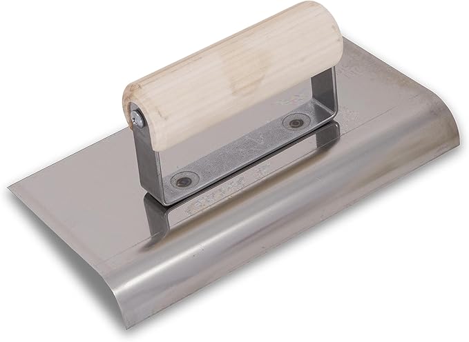 MARSHALLTOWN QLT Stainless Steel Hand Edgers, Wood Handle Material, 152mm Width, 203mm Length, 3mm Radius, 6mm Lip, Made in the USA, CE521S