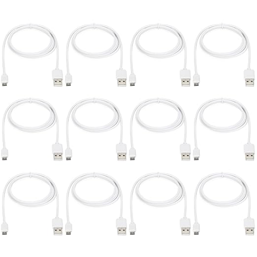 Bulk Micro USB Cable 3ft 12-Pack Android Phone Tablet Charger Charging Cord | Data Transfer Black