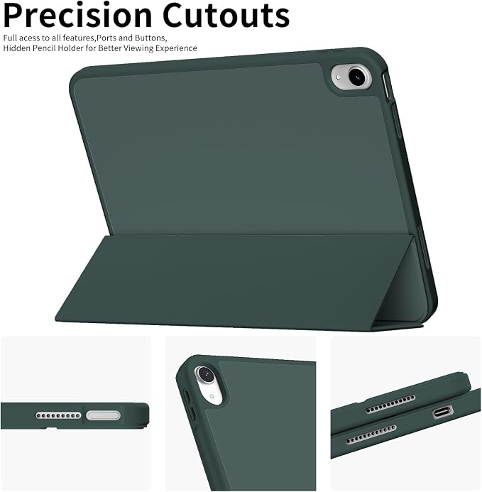 Case for iPad 11th Generation A16 Chip (2025) iPad 10th Generation Case 10.9-inch (2022) Trifold Stable Stand Protective Soft TPU Back Cover with Pencil Holder Black