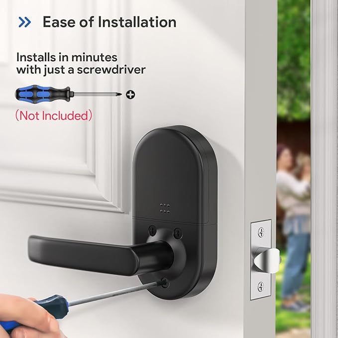 Smart Keypad Door Lock with Handle: NICE DIGI Keyless Entry Electronic Lock for Front Door, Easy Installation (Black)