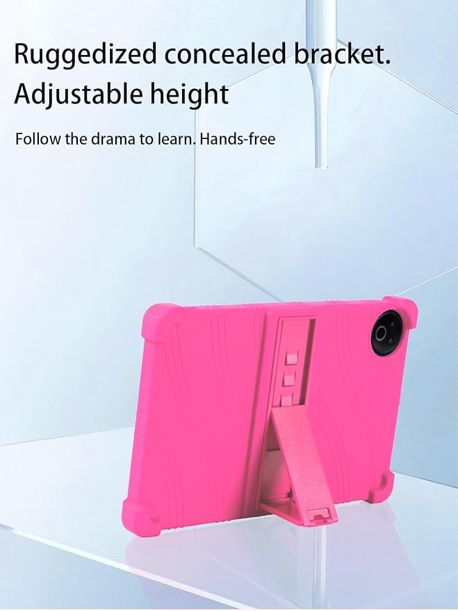 for Evermyth 10 Inch Android 15 OS GMS Certified Tablets CaseUYRUREL Soft Silicone Adjustable Stand Cover Lightweight Kids FriendlyBlack.
