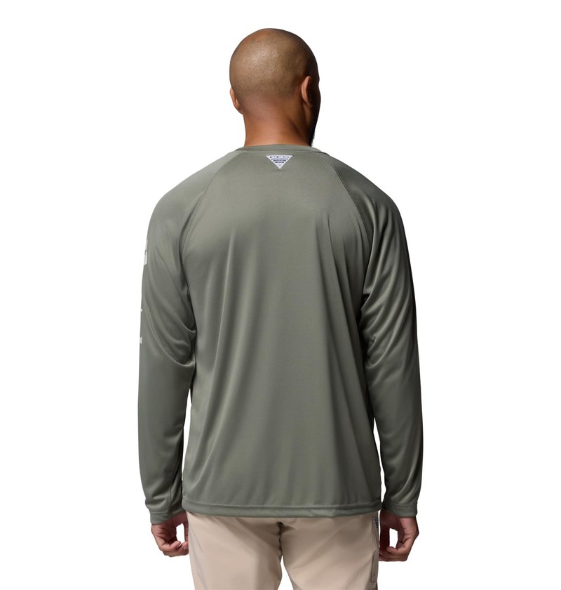Columbia Men's PFG Terminal Tackle Long Sleeve Fishing Shirt, Cypress/Dark Stone Logo, 3X