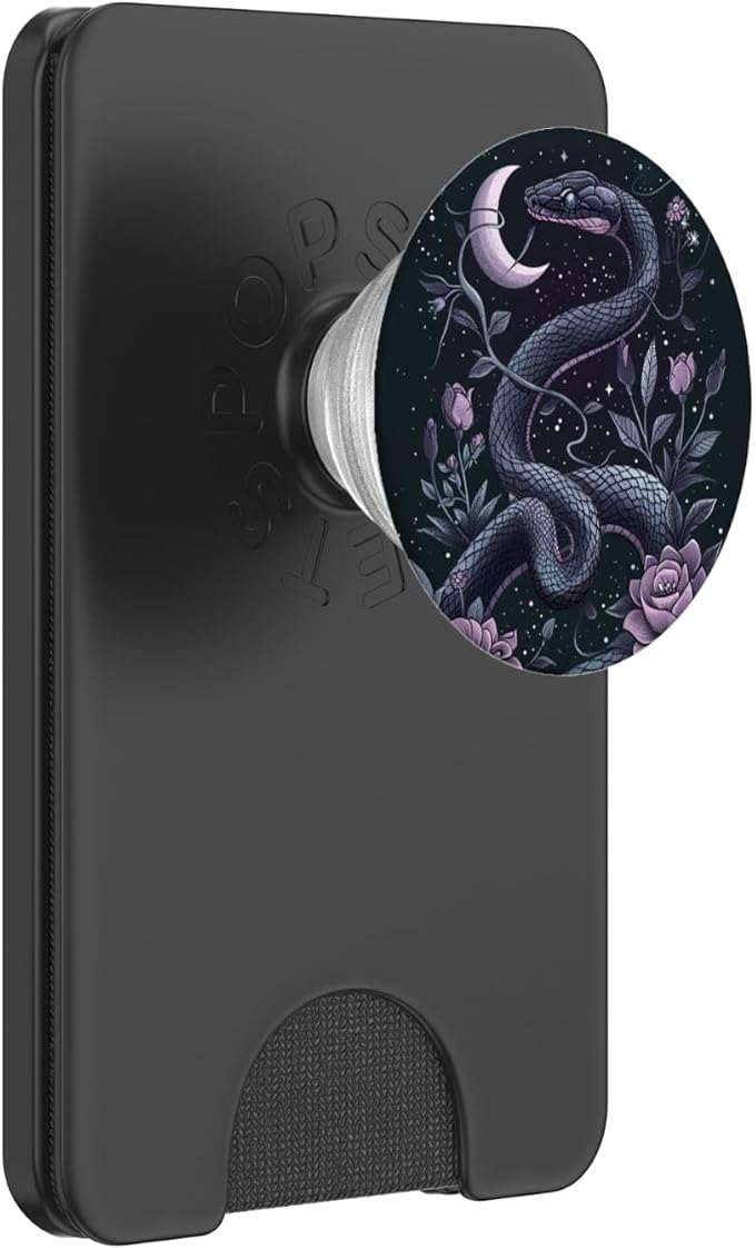 Vintage Snake Purple Flower Witchy Moon Phases PopSockets PopWallet for MagSafe