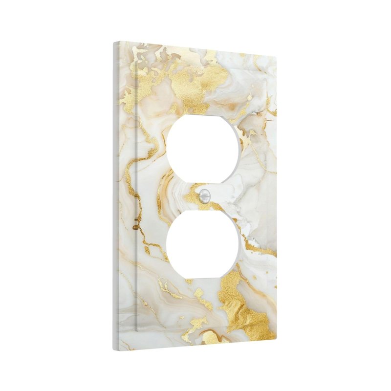 SgEdao Decorative Outlet Covers Luxury Marble Grey Gold Foil Abstract Art 1 Gang Duplex Light Switch Cover Plate Unique Wall Plates for Electrical Outlets Switch Plate Covers for Modern Home Decor