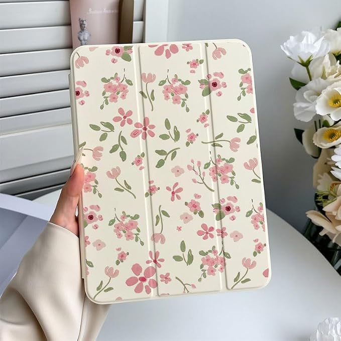 iPad Pink Case for iPad Pro Generation 11Inch 2018/2020/2021/2022 with Pencil Holder-[Auto Wake/Sleep] Trifold Stand Soft TPU Protective Cover Cute Cherry Bow