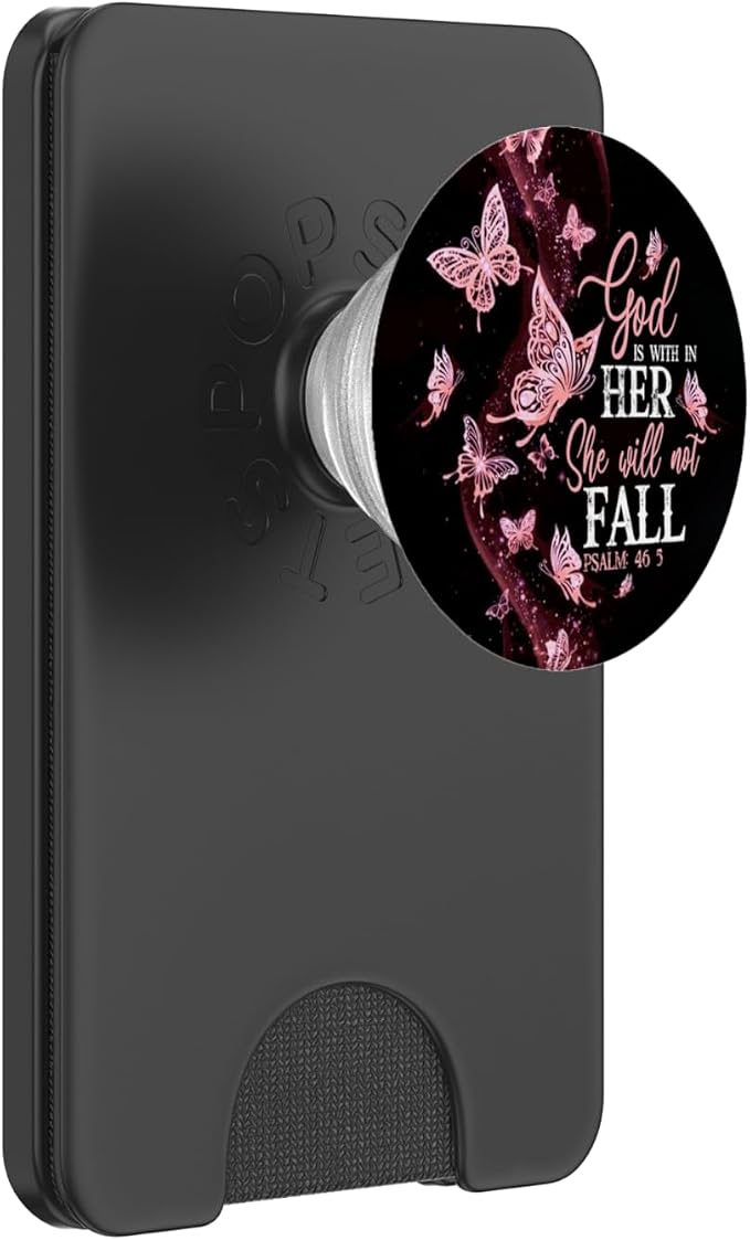 Christian God is Within Her She Will Not Fall 46:5 Butterfly PopSockets Adhesive PopGrip